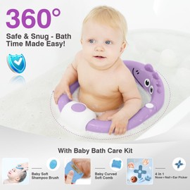 Baby Bath Seat for Babies 5 Months & Up - Non-Slip Bath Seat for Sitting Up with Baby Essentials Kit, Soft Cushion & Compact Design, Toddler Bathtub Seat