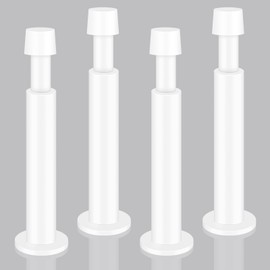 KOLAKO Door Stop Stainless Steel Door Stopper Anti-Collision Doorstops for Skirtings White Door Holder with Rubber Bumper Tip Wall Protector Spring Cushion Door Stopper Metal Door Catch 4 Pack