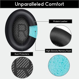 Bingle Kissen Premium Bose QC35 Ohrpolster Ersatzohrpolster - Kompatibel mit QuietComfort 35 & 35 ii Headphones (1 Paar Schwarz)