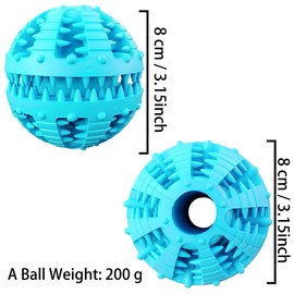 MMSGA Pack of 2 Dog Balls with Dental Care, Cat Dog IQ Toy Ball, Tooth Ball Toy, Natural Rubber Ball with Mint Flavour for Cat Dogs, Teeth Cleaning/Chewing/Playing/Training (Large, Blue + Blue)