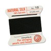 Griffin 100% Natural Silk/Cord/String/Thread for Stringing Beads or Beads - Black - 2 Metres with a Needle - Choose from 13 Sizes, Black, 0.90mm