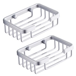 Wall Mounted Soap Dish, Bath Soap Dish for Shower, Aluminium Wall Mounted Bar Soap Holder for Bathroom Kitchen-Silver 2pcs