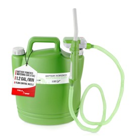 TERA PUMP 2nd Gen. TRWC-L - Battery Powered Watering Can with Detacheable 4.9 Feet Long Hose, Green, 3.8 Gallon Can (Included) - 1.2 GPM