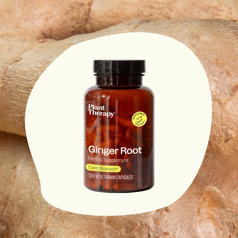 Plant Therapy Ginger Root Herbal Supplement Capsules, Calms Upset Stomachs,