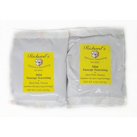 2 Pack of Delicious Sausage Seasoning Mild 8oz, for Beef, Pork and Venison by Richards