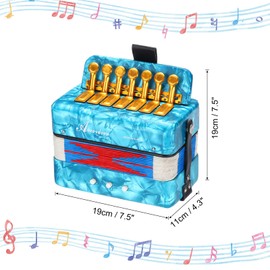 sourcing map Accordion, 10 Keys Bass Button Accordion Mini Musical Instrument Lightweight for Adults Beginners Educational, Sky Blue