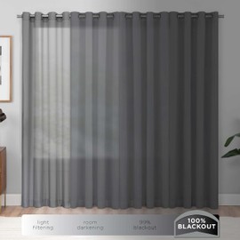 Eclipse Pembroke 100% Blackout, Faux Linen Grommet Window Curtains, 95 in Long x 42 in Wide, Thermal Insulated and Noise Reducing Curtains for Living Room, Bedroom, 2 Curtain Panels, White
