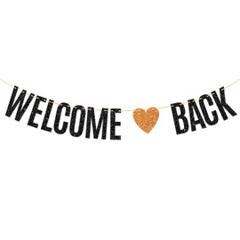 T-minimalist Welcome Back Banner, Homecoming Day / Retirement Party Decorations, To School Sign Bunting Home Decors Supplies, Black, 6.3 Feet