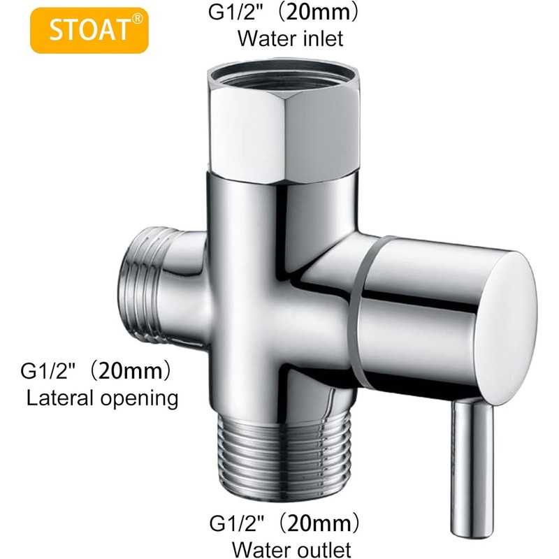 STOAT® 3-way switching valve, 1/2 inch diverter valve shower adapter,