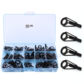 9KM DWLIFE Fishing Rod Tip Repair Kit Stainless Steel Ceramic Ring Tip Top Guides Replacement 20 Size(Medium - 65pcs)
