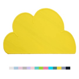 Cat Food Mat, Cat Placemat, Cat Feeding Mat，Premium Silicone Anti Slip Waterproof Dog Food Mat with High Lips，Pet Food Tray for Dogs, Cats & Others Animal (Yellow)