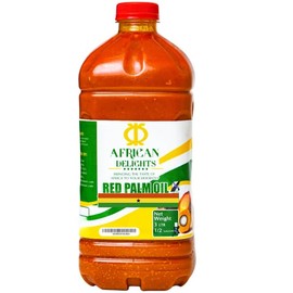 African Delights Red Palm Oil - 100% Natural From Ghana, Ideal Palm Oil for Cooking, High Smoke Point for Frying and Sauteing, 0% Trans Fat | Regular 2 Liters