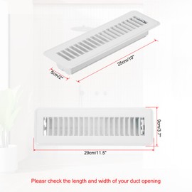 PATIKIL 10 x 2 Inch Floor Register, 1pcs Heavy Duty Air Vent Cover Steel Adjustable Decor Vents Easy Adjust Floor Grates for Sidewall Home Office, White
