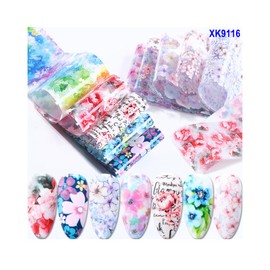 Generic Chrysanthemum Daisy Glory Flower Leaf Nail Foil Transfer Sticker 10Pcs 20X4Cm Xk9116 Nail Wraps Stickers Manicure Supplies for Women Nails Full Long Lasting Easy Apply and Remove