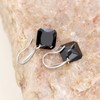 Black Square Crystal Dangle Drop Earrings Rhombus Cubic Zirconia Hook