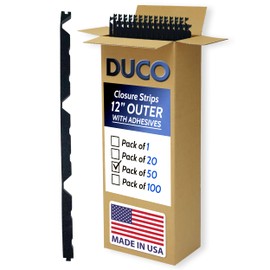 Duco USA-Made R Panel Foam Closure Strips - 50 Pack of 3ft Black Corrugated Roof Foam Strips w/Adhesives for Metal Roof Insulations - Weatherproof Insulation Seal Blocks Moisture, Gaps, Noise & Dust