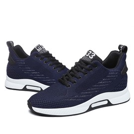 CERYTHRINA Men Elevator Sneakers Sports Shoes Invisible Height Increasing Elevator Shoes Hidden Heel Trainers 2.36 Inches Taller Lace up Fashion Sneakers Navy 45
