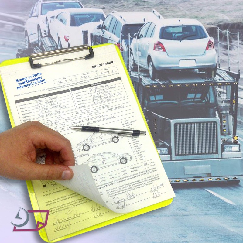 Vehicle Transport Bill of Lading (BOL) Form, 3 Part Carbonless