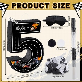 Truck Theme Pinata, Truck Number 5 Birthday Pinata with 16 Inch Piñata Stick Blindfold Confetti for 5 Birthday Decorations (5th)