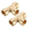 sourcing map Brass Tee Pipe Fitting 1/4 PT Female Thread