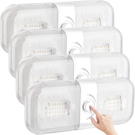 RV Lights Interior 1700LM，3 Color 12V Volt Led Light, Super Bright 120 LEDs Dome Light Fixture for RV Accessories/Camper/Car/Trailer/Boat (Crystal Finish/(Cold +Warm+Natural Light) 4PCS)