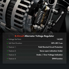 A-Premium Alternator Voltage Regulator Compatible with Toyota Sequoia 2003-2009, Tundra 2003-2009, 14V B-Circuit 14.2 Vset