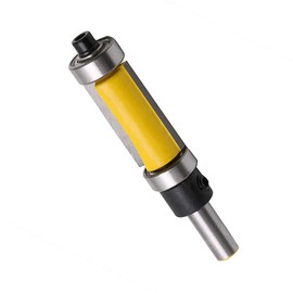 Bestgle 1/2 Inch Shank Pattern Flush Trim Trimmer Router Bit Top and Bottom Bearing Router Bit, 2-1/2" Cutting Length, 3/4-Inch Cutting Diameter, Yellow