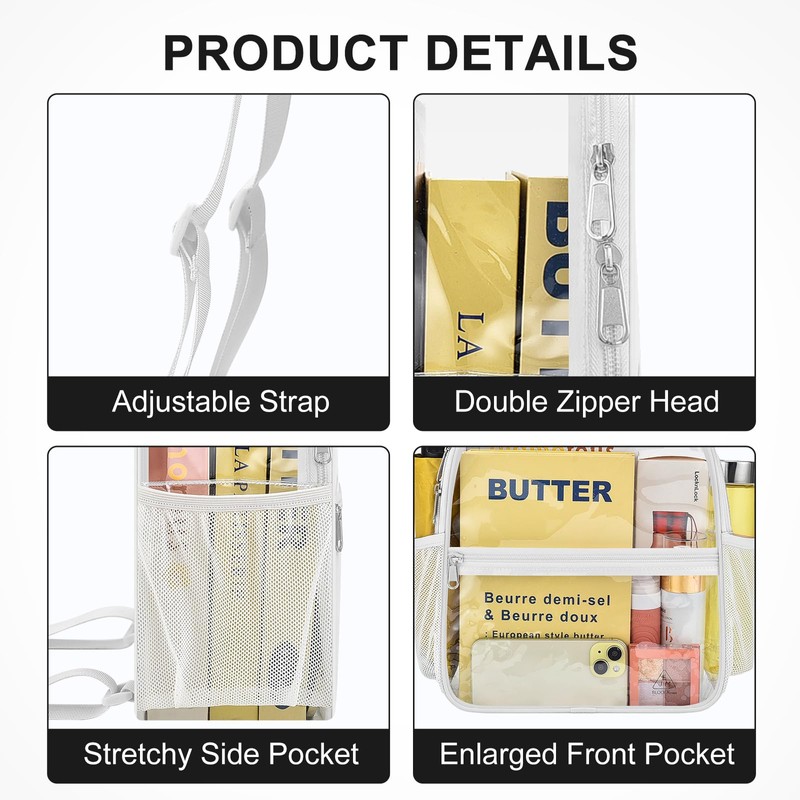 Slumou Clear Backpack Stadium Approved 12×12×6 Clear Mini Backpack Small