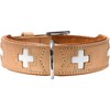 Hunter Swiss Nickel Pale Leather Collar, 41,0-49,0 cm, Natur/Beige