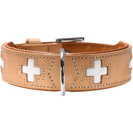 Hunter Swiss Nickel Pale Leather Collar, 41,0-49,0 cm, Natur/Beige