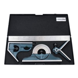Accusize Industrial Tools 12'' 4 Combination Square Ruler Set Protractor Satin, 4-R Graduation, 0000-8101