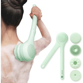 Oh,XIYU. Electric Body Brush Back Scrubber for Shower, Waterproof Long Dual Handle Power Body Scrubber with 3 Heads, Rechargeable Bath Brush & 2 Speeds, for Cleansing, Exfoliating and Massaging Skin