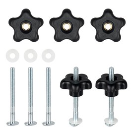 Toolcool M6 x 75mm T-Track Bolts Star Knob Kit T Slot Bolts 3 Inch with Washers T Track Accessories for Woodworking Jigs and Fixtures - 5 Pack