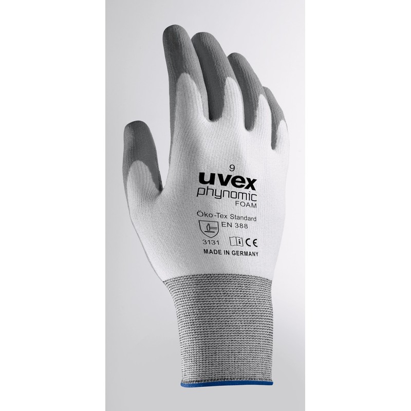 Uvex 60050 9 Phynomic Foam Safety Glove, Size: 9, White,