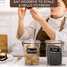 CHANCETSUI Small Airtight Food Storage Containers with Lids: Kitchen Pantry Organization for Dry Baking Ingredients BPA Free Clear Plastic 2-Piece Canister Set, 1.1 qt /1 L