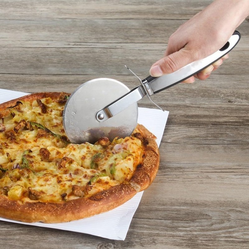 AZK Stainless Steel Pizza Cutter Wheel with Sharp Blade, Non-Slip