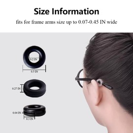 OURUI Glasses Ear Grip 12 Pairs Eyeglass Ear Hooks, Anti-Slip Temple Tip Sleeve Retainer for Sunglass Reading Glasses, Black
