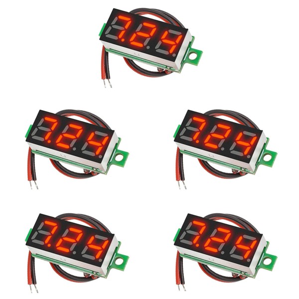 KDSSYFT 2-Wire LED Digital Voltmeter, Set of 5, 0.28 Inch
