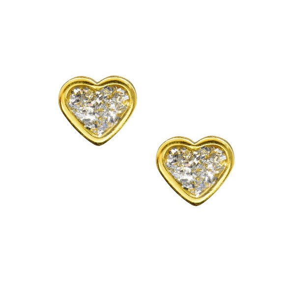 Studex Sensitive 6mm Heart with Clear Glitter Centre Gold Plated