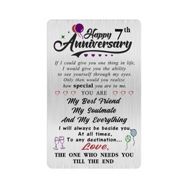 Alotozo 7 Year Wedding Anniversary Card - Happy 7th Wedding Anniversary Cards Gifts for Husband Wife - 7 Years Anniversary Card for Him Her