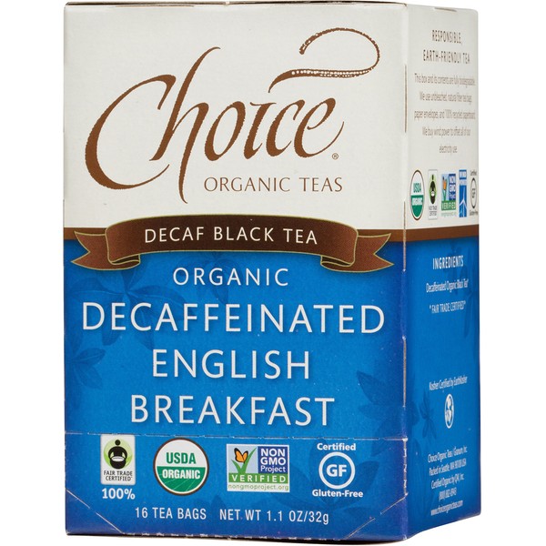 Choice Organics - Decaffeinated English Breakfast Tea (1 Pack) - Organic Black Tea - 16 Tea Bags