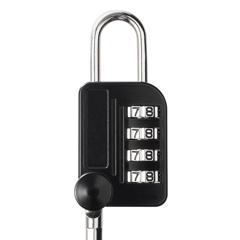 Sanwa Direct 200-SL029BK Curl Cord Integrated Padlock Bag Saddle Anti-Theft
