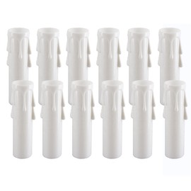 Chandelier Candle Sleeves, ECUDIS E12 Candle Socket Covers, 4 Inch Candelabra Base, Plastic Candle Covers Sleeves for Chandelier (12 Pcs, White)