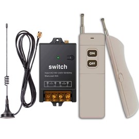 Meskliu Wireless Relay 230 V, Remote Control Switch, AC220 V/230 V/240 V Wireless Switch with 4900 ft Long Distances, 40 A RF Switch, for Roller Door Locks, Lights and Theft Warning Systems