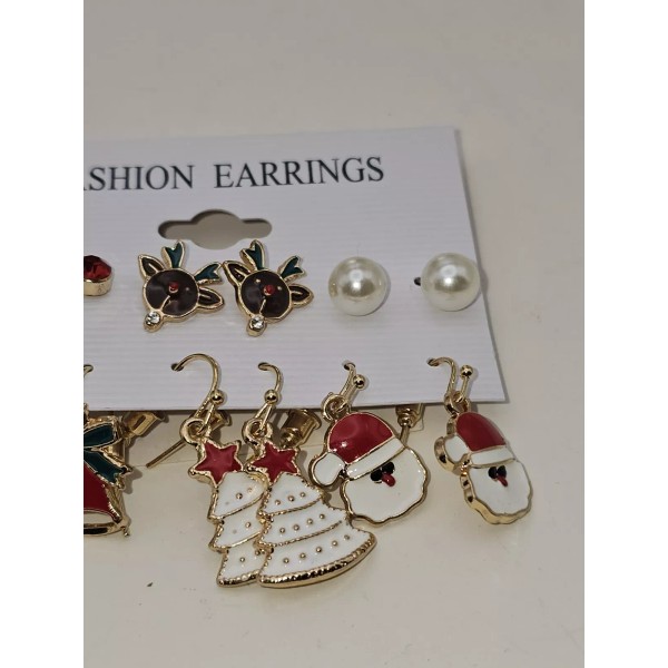 Unbranded Set of 6 Christmas Earrings - New Santa Claus