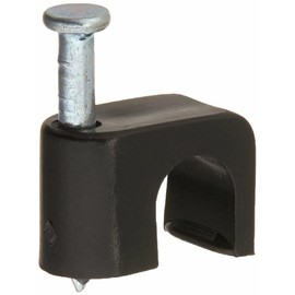 Gardner Bender PCS-1600T Masonry Coaxial Staple, ¼ Inch., Clip-on, Secures RG-6 / RG-6Q / RG-59, Polyethylene - UV Resistant, Splinter Free, 25 Pk., Black