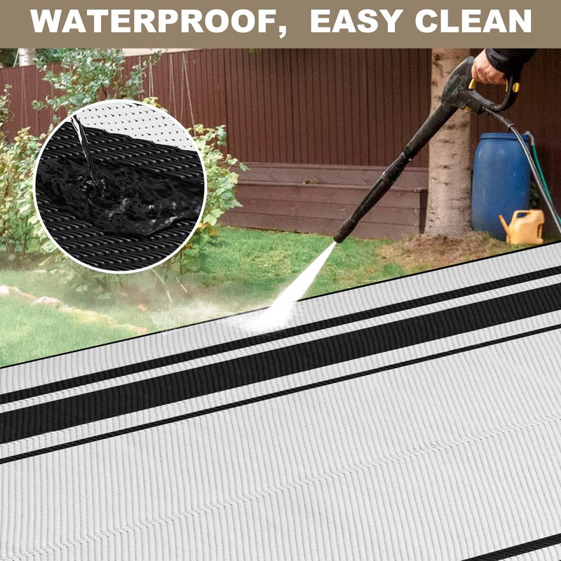 SatisInside Outdoor Rug 8x10 Ft Waterproof Plastic Straw Rugs for