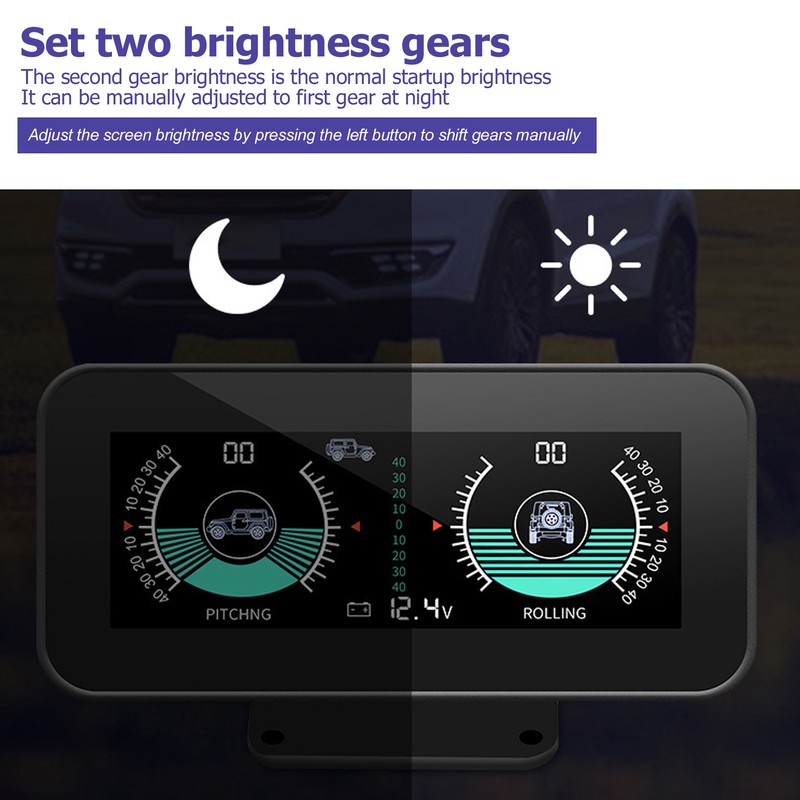 Universal Intelligent Car Inclinometer Tilt Gauge High Resolution HUD Digital
