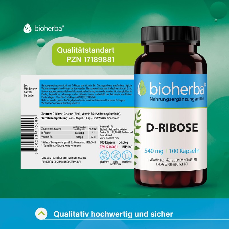 Bioherba D-Ribose 540 mg 100 Capsules