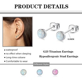 Candyfancy Stylish Titanium Opal Stud Earrings - A Perfect Blend of Modern Elegance and Hypoallergenic Comfort for Everyday Wear